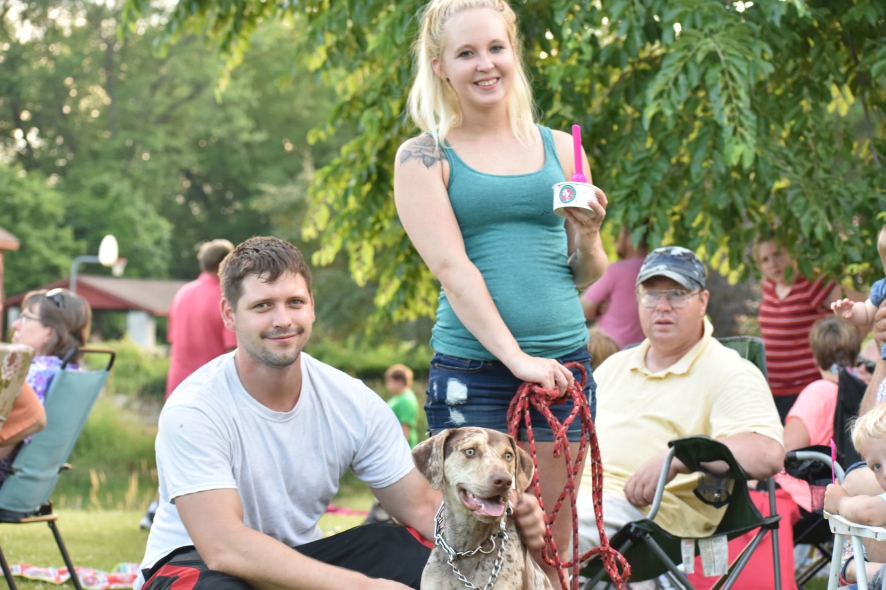 Eric Mohr and Amanda Angell with dog Finn